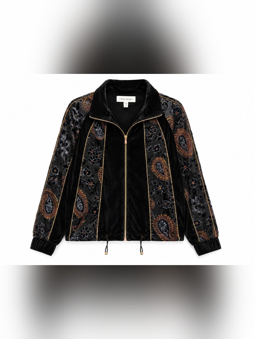 Urban Mangoz Black Velvet Paisley Bomber Jacket